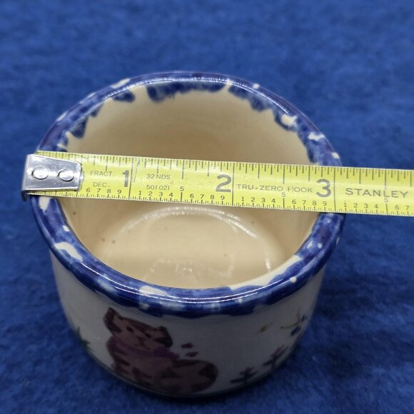 Vintage Alpine Pottery Roseville Cat Mini Butter Crock Votive Holder Trinket USA - Picture 7 of 9